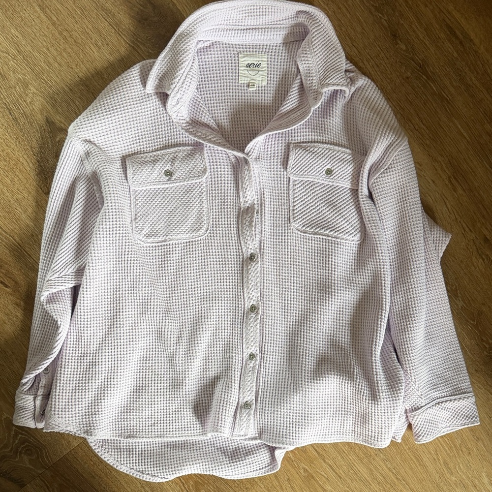 aerie Lavender Waffle Knit Button-Front Shirt